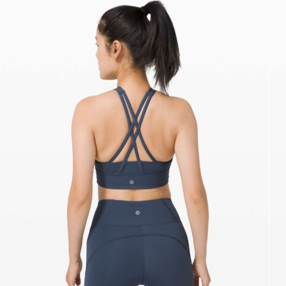 Lululemon Energy Bra High Neck Long Line Iron Blue Size 4 Medium Support - Picture 4 of 12